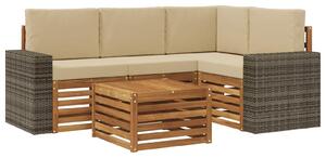 VidaXL Kültéri kanapé szett 5 pcs Természetes és bézs 59 x 59 x 37 cm