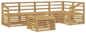 VidaXL Kültéri kanapé szett 6 pcs Fehér 59 x 59 x 37 cm Tömör Akácfa