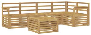 VidaXL Kültéri kanapé szett 6 pcs Fehér 59 x 59 x 37 cm Tömör Akácfa
