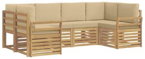 VidaXL Kültéri kanapé szett 6 pcs Fehér és Bézs 245 x 130,5 x 73 cm