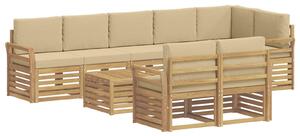 VidaXL Kültéri kanapé szett 9 pcs Fehér és Bézs 59 x 59 x 37 cm