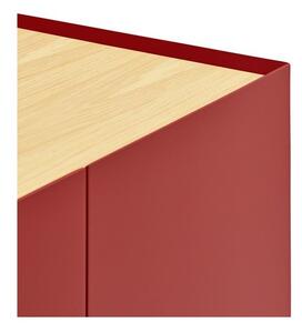 Piros alacsony komód tölgyfa dekorral 165x78 cm Arista – Teulat