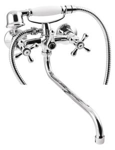 Invena Roma, kád csaptelep meghosszabbított kifolyóval 300mm kézizuhany készlettel, króm, INV-BW-24-00S-L