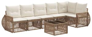 VidaXL Kerti Kanapé Szett 7 pcs Beige és Krémszínű polirattan