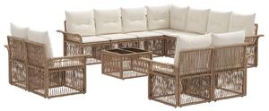 VidaXL Kerti Kanapé Szett 12 pcs Beige és Krémszínű polirattan