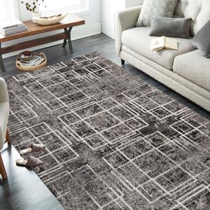 Minőségi szürke szőnyeg négyzet motívummal Szélesség: 120 cm | Hossz: 170 cm