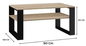 Aldabra MIX 1P dohányzóasztal, 50x90x58 cm, sonoma-fekete