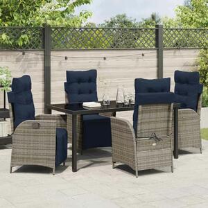 VidaXL Kert étkező szett párnával 5 pcs Szürke és fekete Rattan