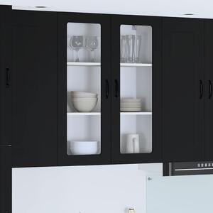 VidaXL Fali konyhaszekrény ajtóval Fekete 80 x 31 x 100 cm Faanyag