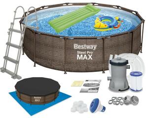 Bestway 56709 14 az 1-ben rattan keretes medence 366x100 fedél létra szivattyú