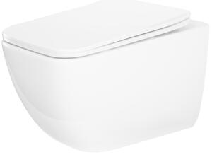 Rea Dexter, fali WC-csésze Perem nélküli Tornado 515x365x350 mm + duroplaszt WC-ülőke, fényes fehér, REA-C1278
