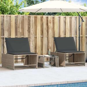 VidaXL - Polyrattan Napozóágy Szett - 2 db - Szürke
