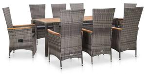 Polyrattan Kültéri Étkezőgarnitúra - 9 részes - Szürke