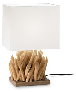 SNELL modern asztali lámpa, fa, fehér ernyővel
