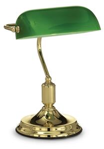 LAWYER Klasszikus asztali lámpa, sárgaréz, zöld