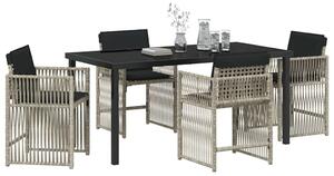 VidaXL Kert étkező szett 5 pcs Világosszürke polirattan