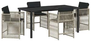 VidaXL Kert étkező szett 5 pcs Világosszürke polirattan