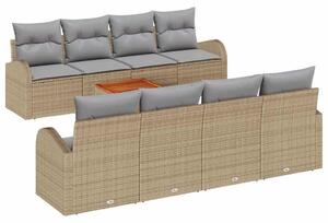 VidaXL Kerti Kanapé Szett 9 pcs Beige és Világosszürke polirattan