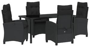 VidaXL Kert étkező szett 5 pcs Fekete polirattan