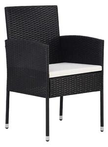 VidaXL Kert étkező szett párnával 7 pcs Fekete Poli rattan