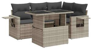 VidaXL Polyrattan Kerti Ülőgarnitúra - 5 részes - Világosszürke