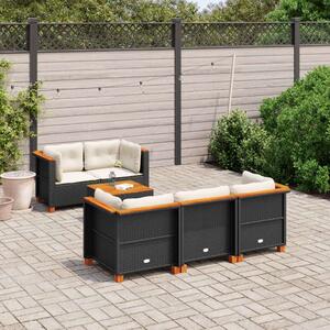 VidaXL Kerti Ülőgarnitúra - 6 részes - Fekete Polyrattan