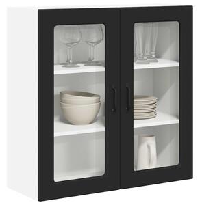 VidaXL Fali üveges szekrény PORTO Fekete 80 x 31 x 80 cm Faanyag