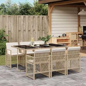 VidaXL Polyrattan Kerti Étkezőgarnitúra - 7 részes, Bézs