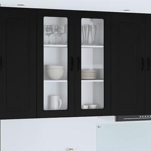 VidaXL Fali üveges szekrény PORTO Fekete 80 x 31 x 100 cm Faanyag