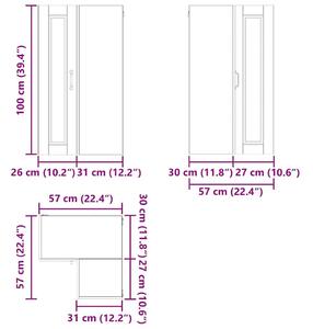 VidaXL Fali sarokszekrény PORTO Magas Fényű Fehér 57 x 57 x 100 cm