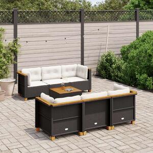VidaXL - 7 Részes Kerti Ülőgarnitúra - Polyrattan - Fekete