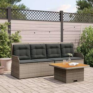 VidaXL 3 részes szürke polyrattan kerti ülőgarnitúra párnákkal