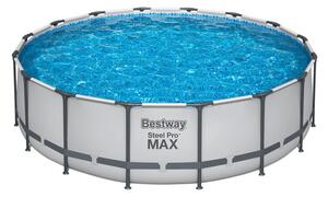 Bestway Maui Steel Pro Max, Fém szerkezetes medence vízforgatóval, kör alakú, 3, 05x0, 76 m átmérő, 4678 l űrtartalom, Szürke
