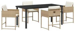 VidaXL Kert étkező szett 5 pcs Bézs polirattan