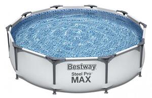 Bestway Bahama Superior, Fém szerkezetes medence vízforgatóval, kör alakú, 3, 66x0, 76 m átmérő, 6473 l űrtartalom, Szürke