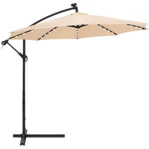 Springos kerti napernyő, napelemes LED világítással, 300 cm - Bézs