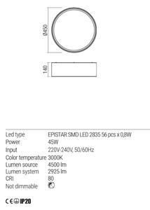 CYLINDER Modern LED mennyezeti lámpa, matt fekete/ fehér, 14x 45 cm