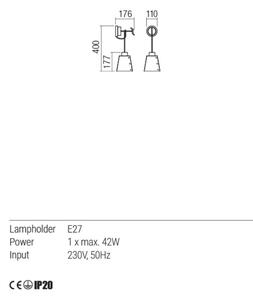 TAILOR Modern fali lámpa matt fekete/bézs, 40cm