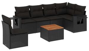 VidaXL 7 részes Polyrattan Kerti Ülőgarnitúra - Fekete