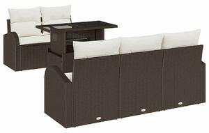 VidaXL Kerti Kanapé Szett párnával párnával 6 pcs Barna Poly Rattan