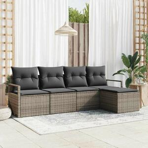 Kerti Kanapé Szett 5 pcs Szürke Poli rattan, porfestett acél