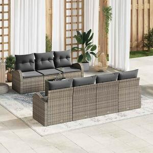 Kerti Kanapé Szett 8 pcs Szürke 55 x 55 x 37 cm polirattan