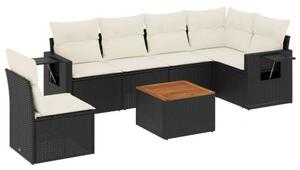 VidaXL Polyrattan Kerti Ülőgarnitúra - 7 részes - Fekete