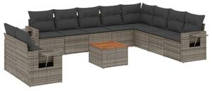 Polyrattan Kerti Ülőgarnitúra - 11 részes - Szürke