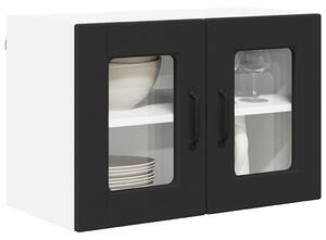 VidaXL Fali üveges szekrény PORTO 2 pcs Fekete 60 x 31 x 40 cm Faanyag