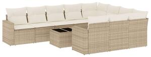 VidaXL 11 részes bézs polyrattan kerti ülőgarnitúra párnákkal