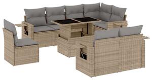 VidaXL Polyrattan Kerti Ülőgarnitúra - 9 részes - Bézs