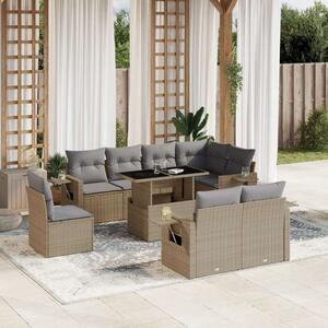 VidaXL Polyrattan Kerti Ülőgarnitúra - 9 részes - Bézs
