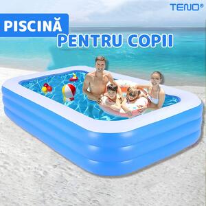 Teno® Felfújható Gyerekmedence - 150cm, 3 gyűrűs, Kék