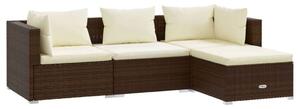 Polyrattan Kerti Ülőgarnitúra - 4 részes - Barna